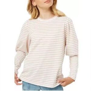 $46 MSRP Hayden Girls Striped Long Sleeve Puff Shoulder T-Shirt size XL